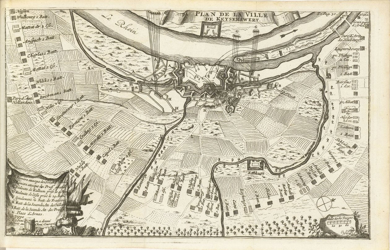 Asedio de Keizersweerd, 1702 Plan de la Ville de Keyserswert (título del objeto) de Matthijs Pool (possibly)
