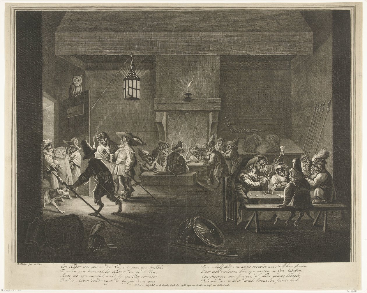 Cuarto de guardia con monos, hacia 1720 de Matthijs Pool