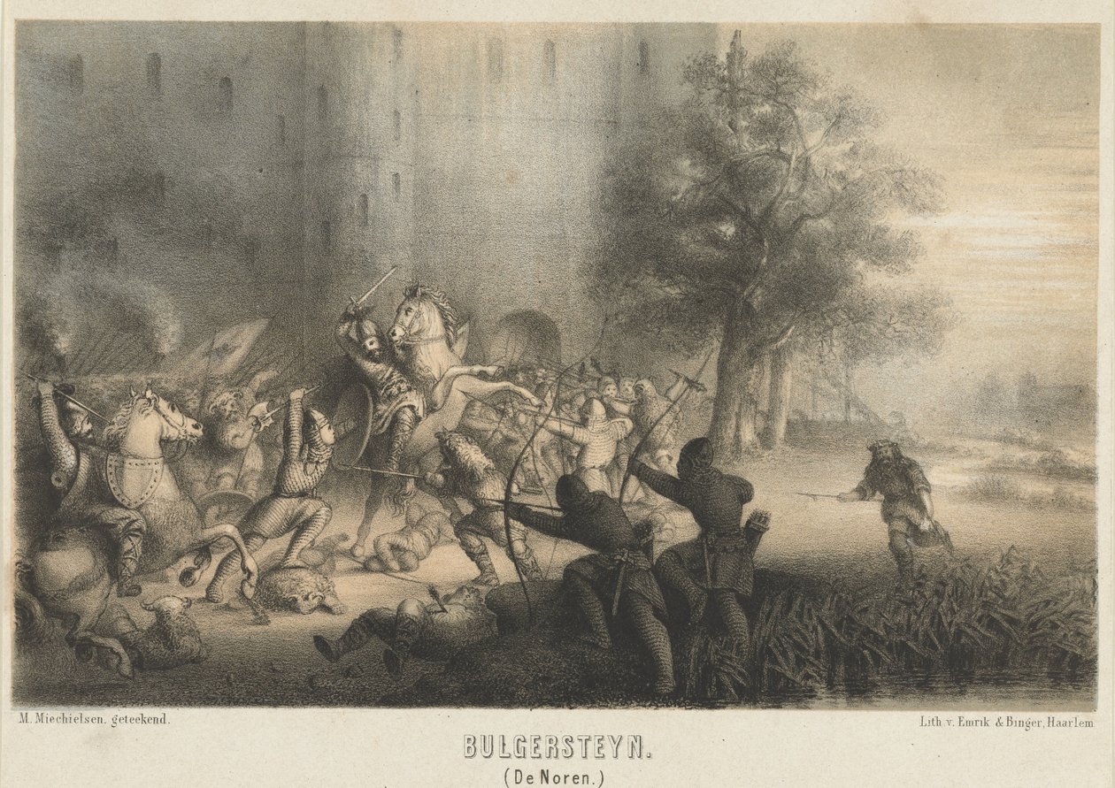 Bulgersteyn asediada por los normandos, hacia 810 Bulgersteyn (Los noruegos) (título sobre objeto) de Matthijs Willem Gerardus Michielsen