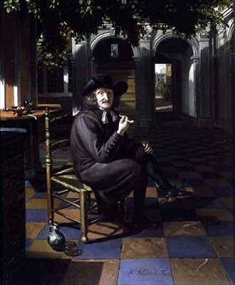 Caballero Fumando en un Patio Sombreado, 1690 de Matthys Naiveu