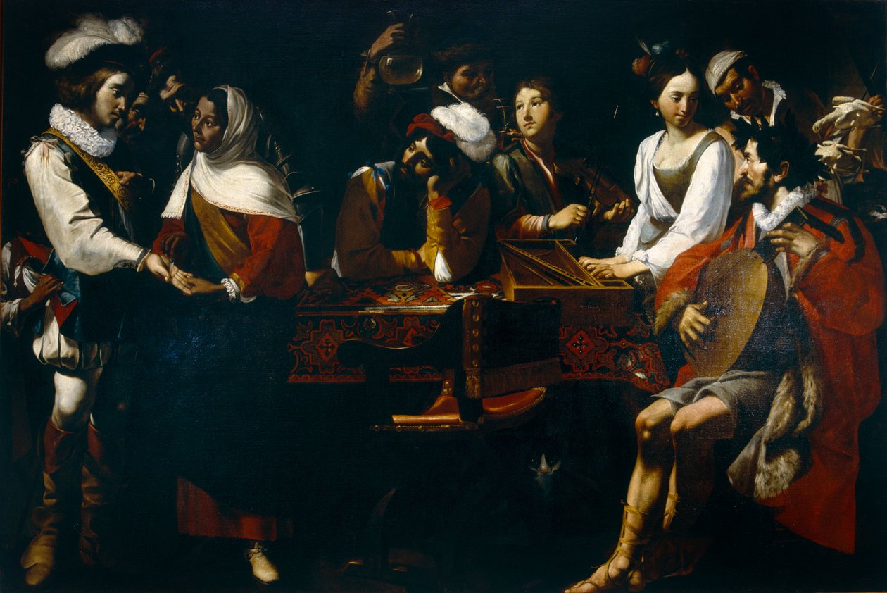 Tasso en la corte de Ferrara (o Alegoría de los cinco sentidos), c.1630-90 de Mattia Preti