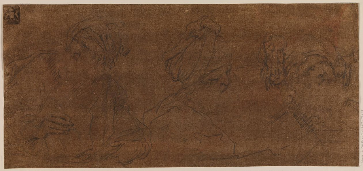 Tres estudios de un anciano con turbante de Mattia Preti