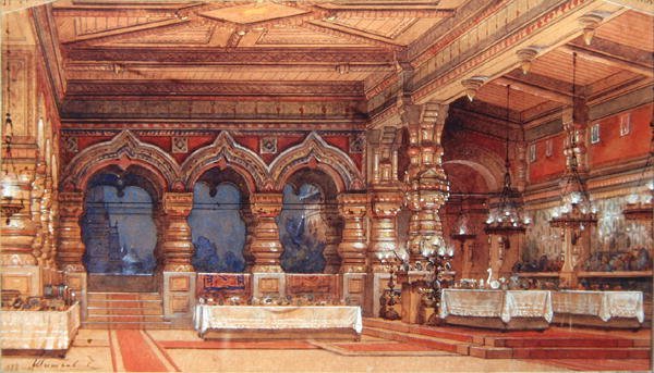 Diseño de escenario para La ninfa del agua de Dargomyzhsky, 1888 de Matvey Andreyevich Shishkov