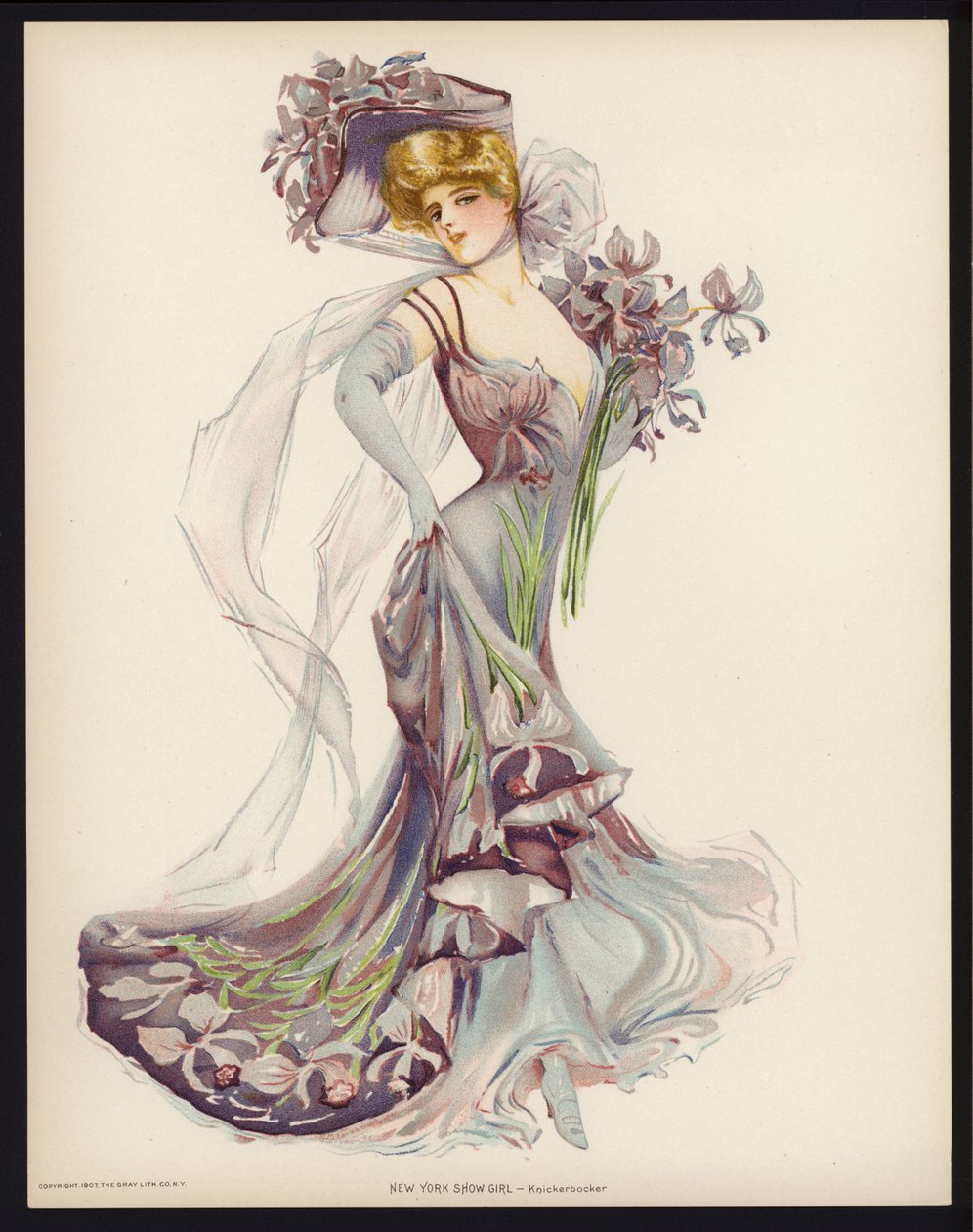 New York Show Girl: Knickerbocker (litografía en color) de Maud Stumm