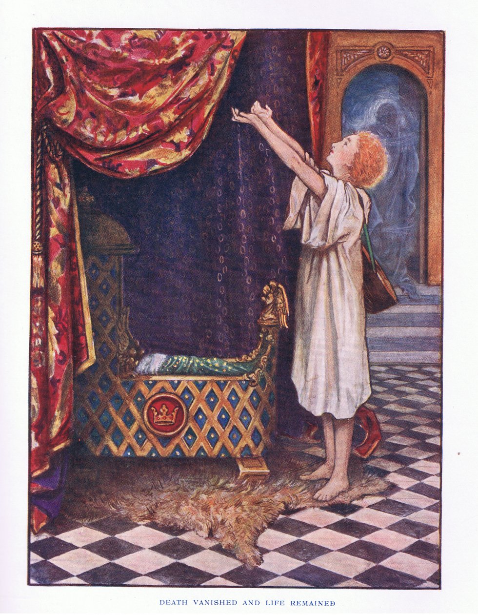 La muerte desapareció y la vida permaneció, ilustración de Los Cuentos de Hadas de Lady Ann, 1914 de Maud Tindal Atkinson