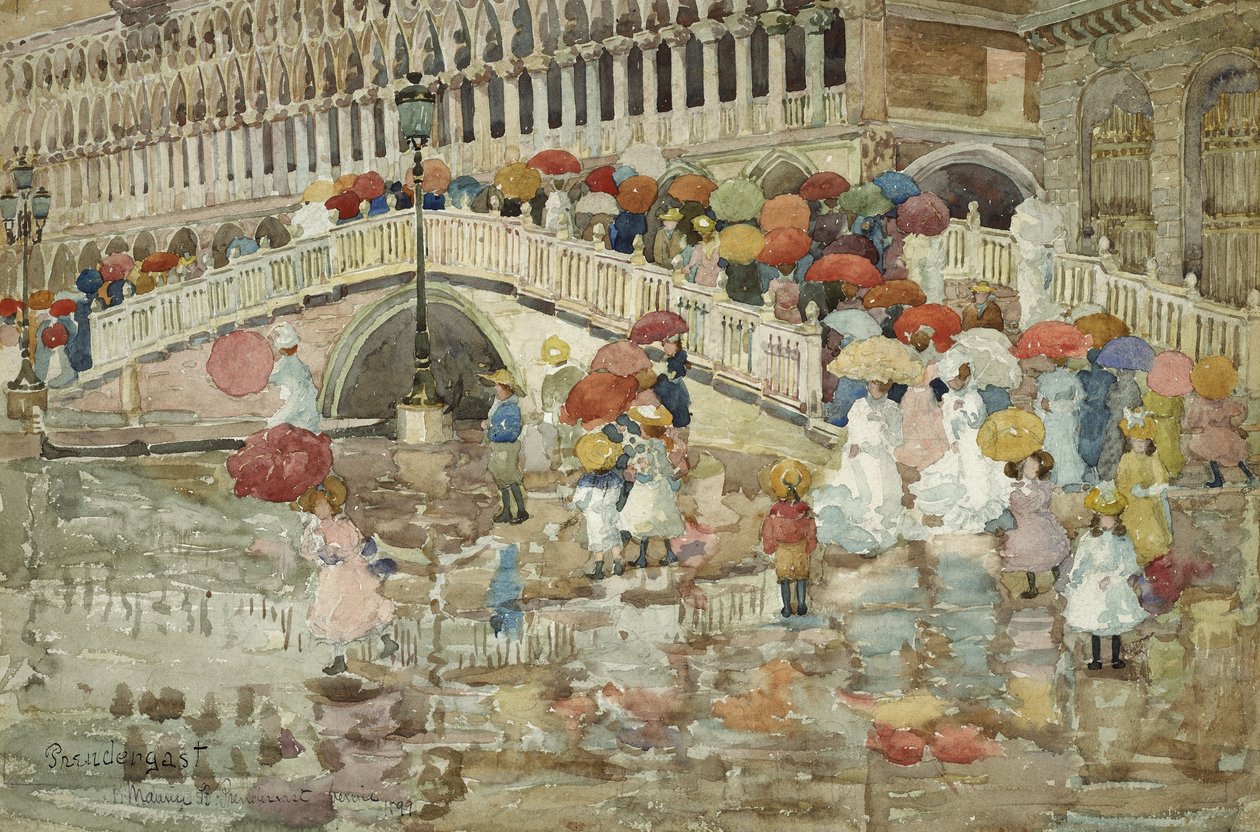 Paraguas en la lluvia de Maurice Brazil Prendergast