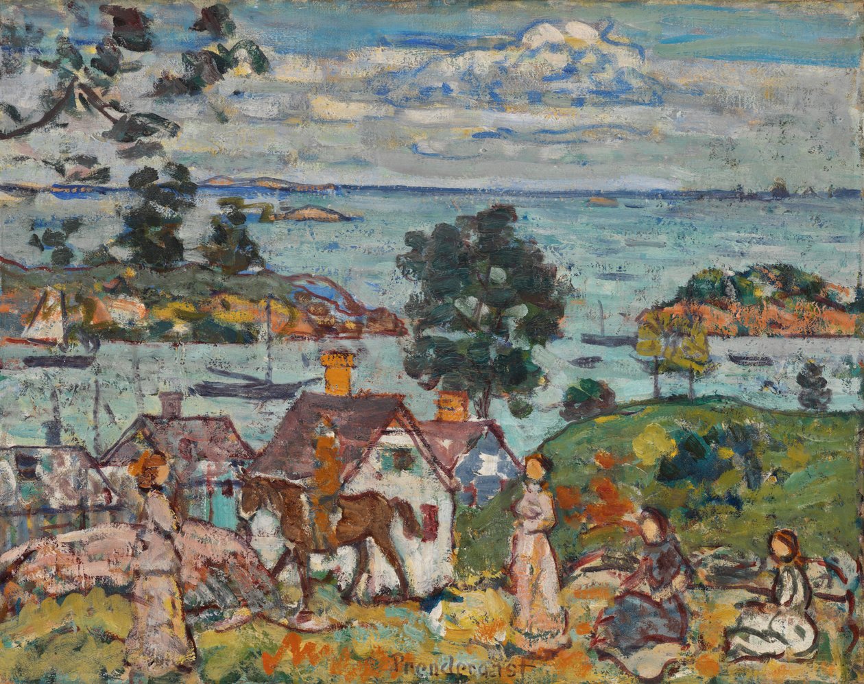 Entrada de agua y casa, puerto de Glouster, 1916-18 de Maurice Brazil Prendergast
