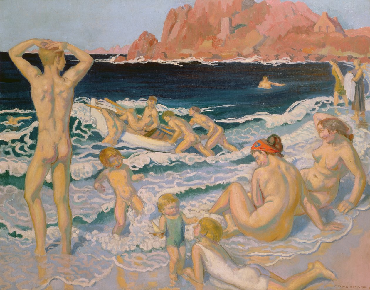 Escena de playa con un barco de Maurice Denis