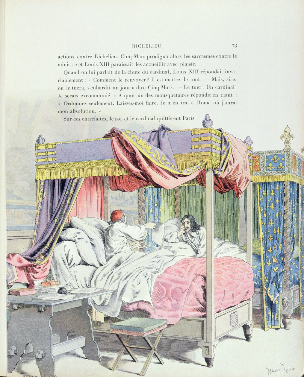 Armand-Jean du Plessis, Cardenal Richelieu (1585-1642) y Luis XIII (1601-1643), ilustración de una vida de Richelieu por Theodore Camu, 1910 de Maurice Leloir