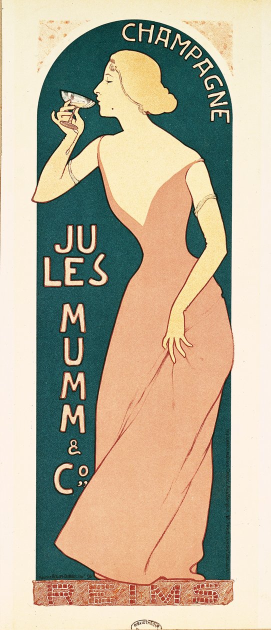 Diseño de póster para Champagne por Jules Mumm und Co., Reims, 1895 de Maurice Realier Dumas