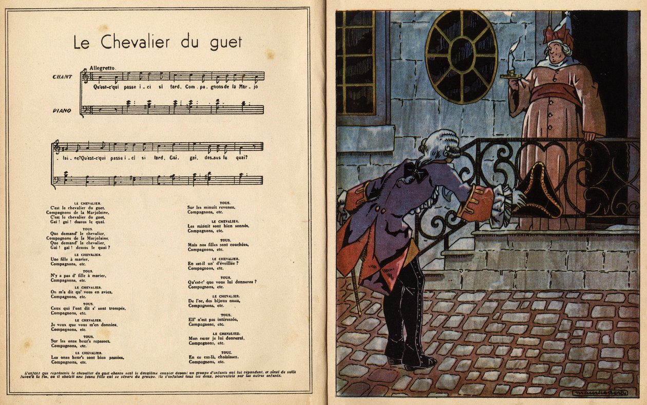 El caballero del reloj. canción infantil (grabado) de Maurice Berty