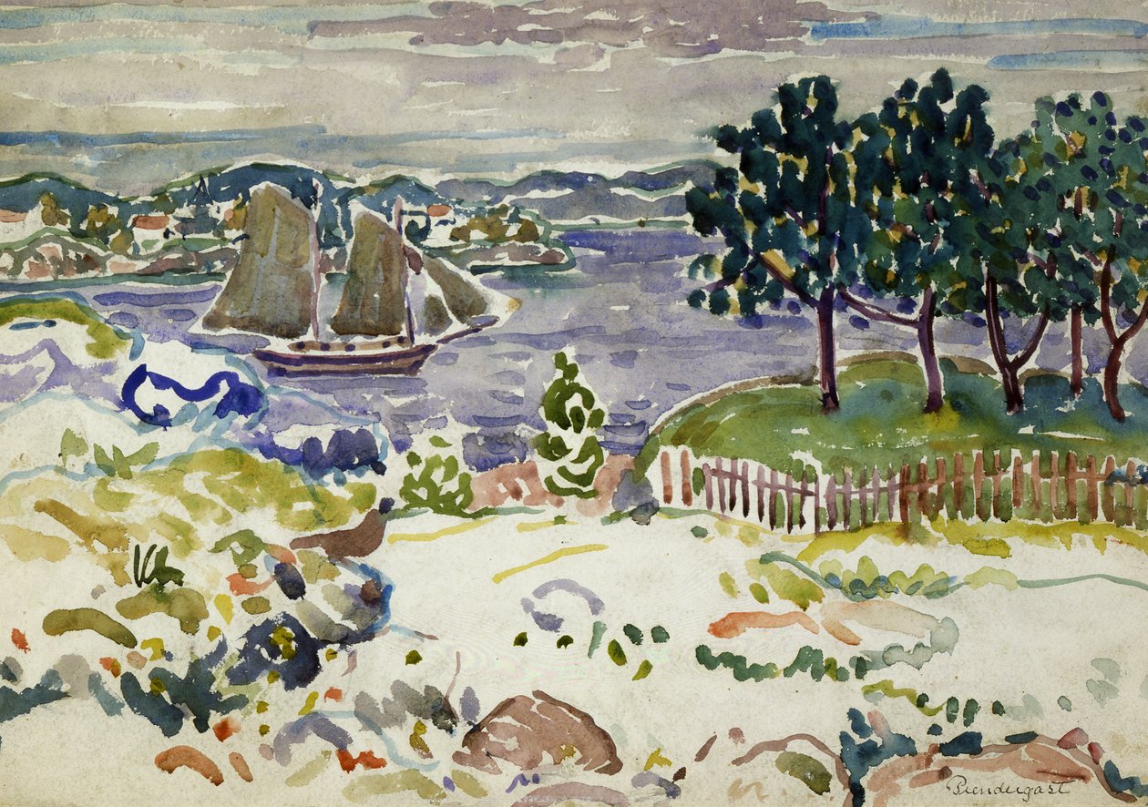 Entrada con velero, Maine, ca. 1913-1915 de Maurice Brazil Prendergast