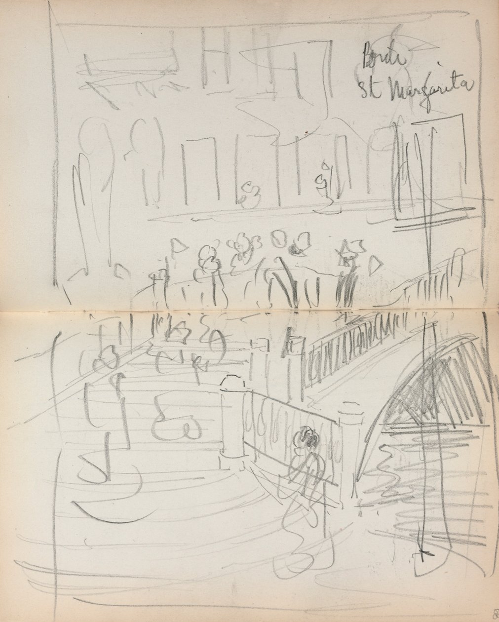 Cuaderno de bocetos italiano: Puente St. Margarita página 67 y 68, 1898-1899 de Maurice Brazil Prendergast