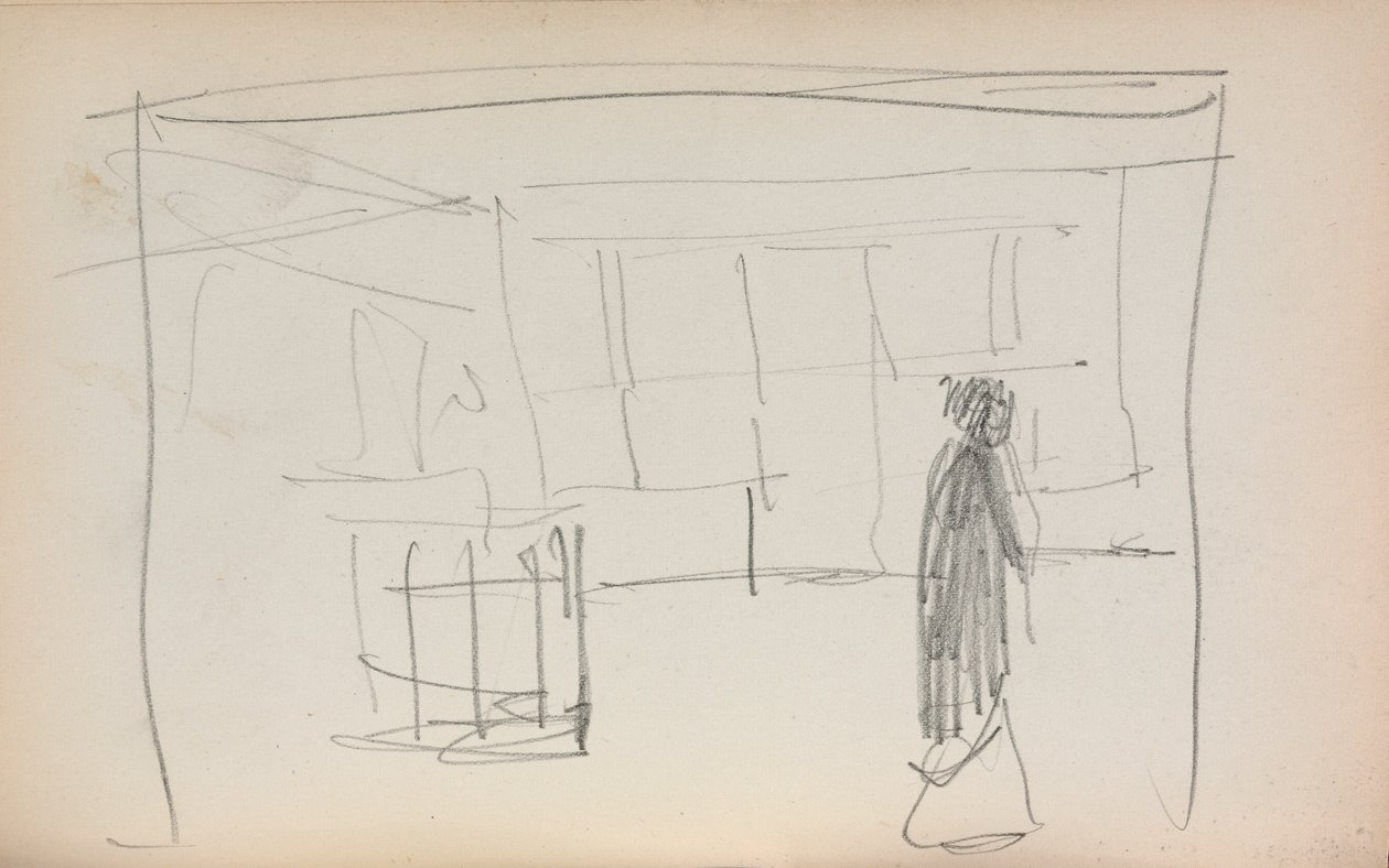 Cuaderno de bocetos italiano: Figura en un interior página 175, 1898-1899 de Maurice Brazil Prendergast