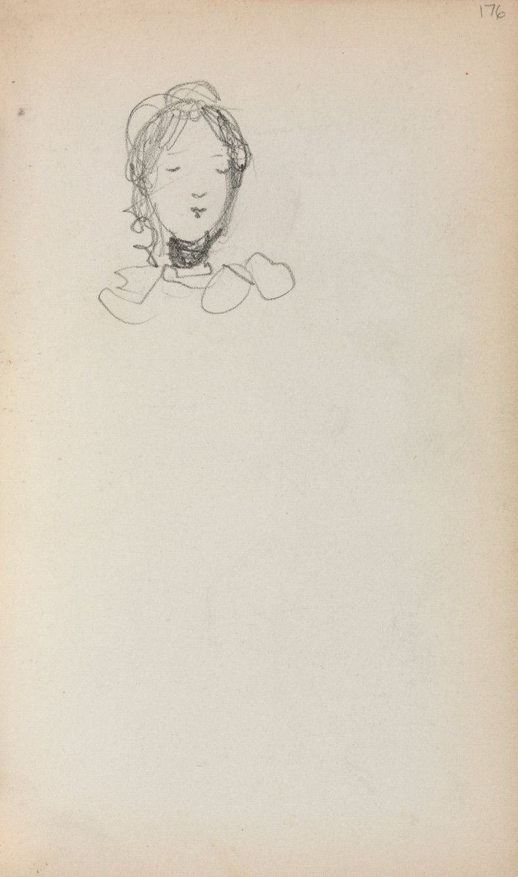 Cuaderno de bocetos italiano: Cabeza de una niña, página 176, 1898-1899 de Maurice Brazil Prendergast