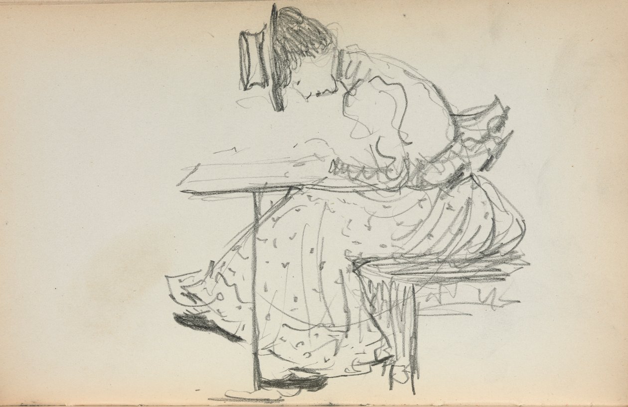 Cuaderno de bocetos italiano: Mujer sentada página 107, 1898-1899 de Maurice Brazil Prendergast