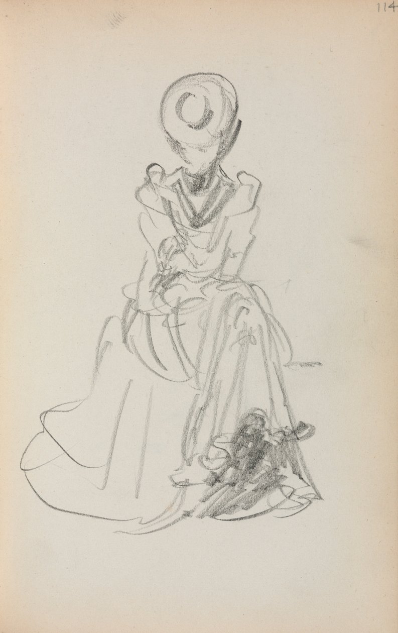 Cuaderno de bocetos italiano: Mujer sentada página 114, 1898-1899 de Maurice Brazil Prendergast