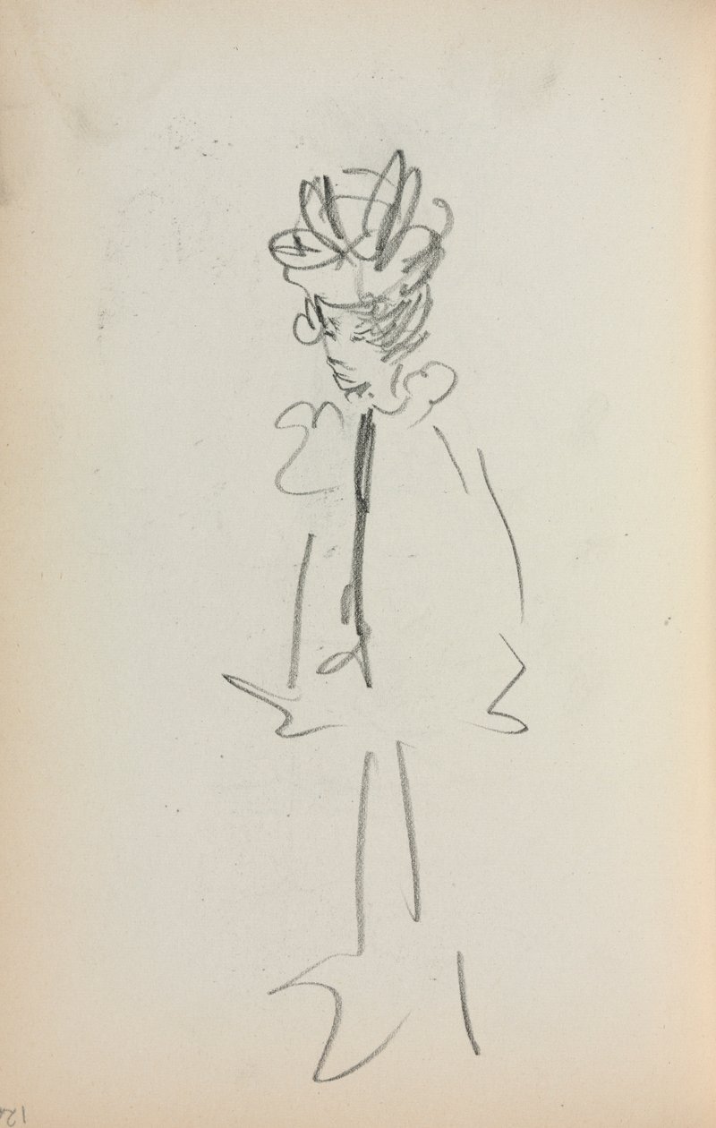 Cuaderno de bocetos italiano: Mujer de pie, página 126 de Maurice Brazil Prendergast