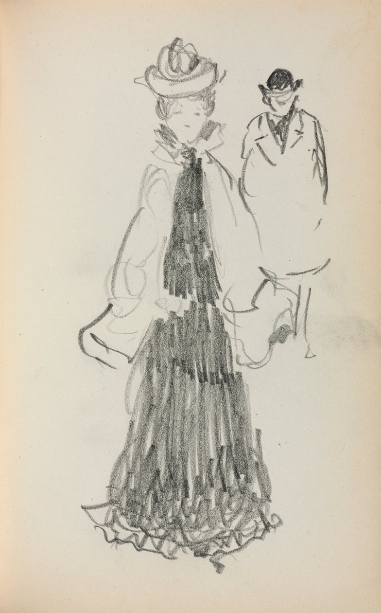 Cuaderno de bocetos italiano: Mujer y hombre de pie página 125 de Maurice Brazil Prendergast