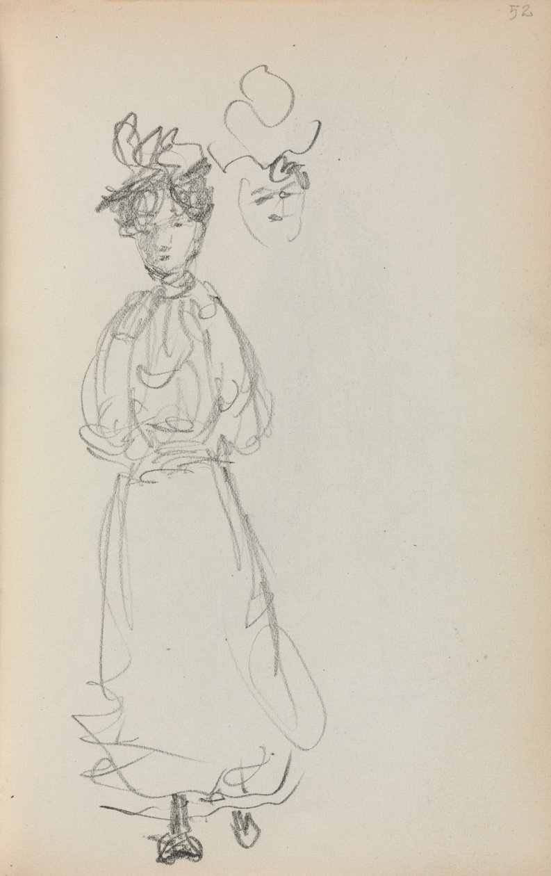 Cuaderno de bocetos italiano: Mujer de pie, página 52, 1898-1899 de Maurice Brazil Prendergast