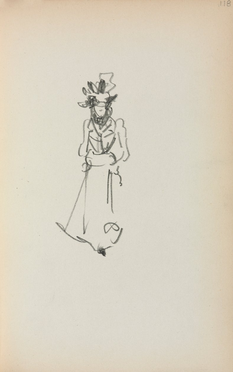 Cuaderno de bocetos italiano: Mujer de pie página 118, 1898-1899 de Maurice Brazil Prendergast