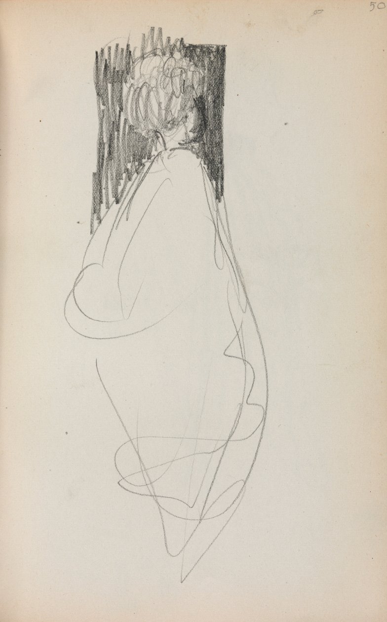 Cuaderno de bocetos italiano: Mujer de pie, página 50 de Maurice Brazil Prendergast