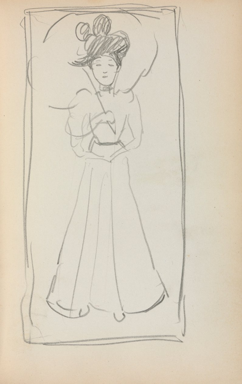 Cuaderno de bocetos italiano: Mujer de pie con parasol página 233, 1898-1899 de Maurice Brazil Prendergast