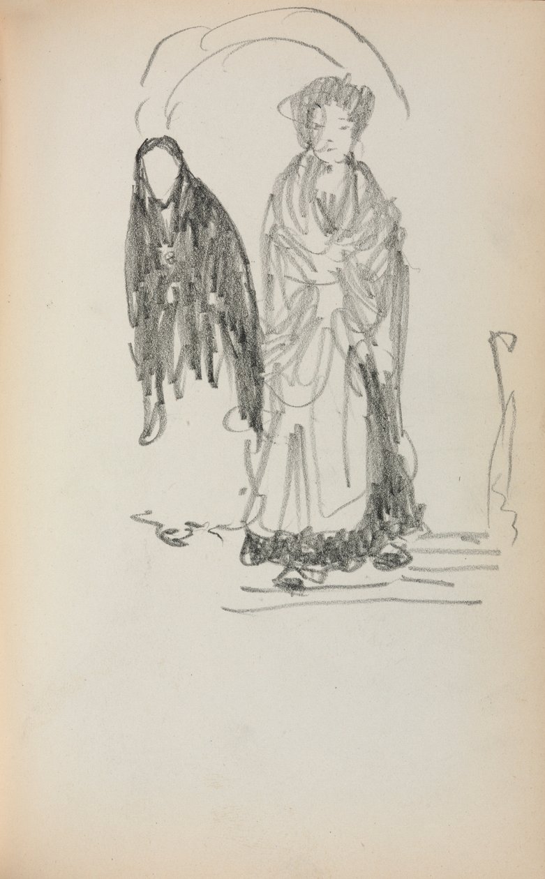 Cuaderno de bocetos italiano: Dos mujeres de pie página 123, 1898-1899 de Maurice Brazil Prendergast