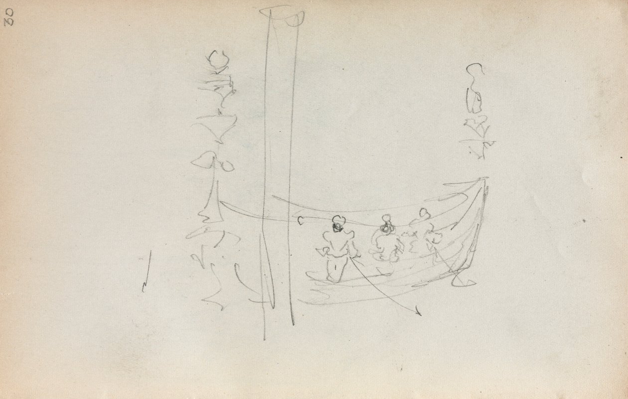 Cuaderno de bocetos italiano: Página del barco veneciano 30, 1898-1899 de Maurice Brazil Prendergast