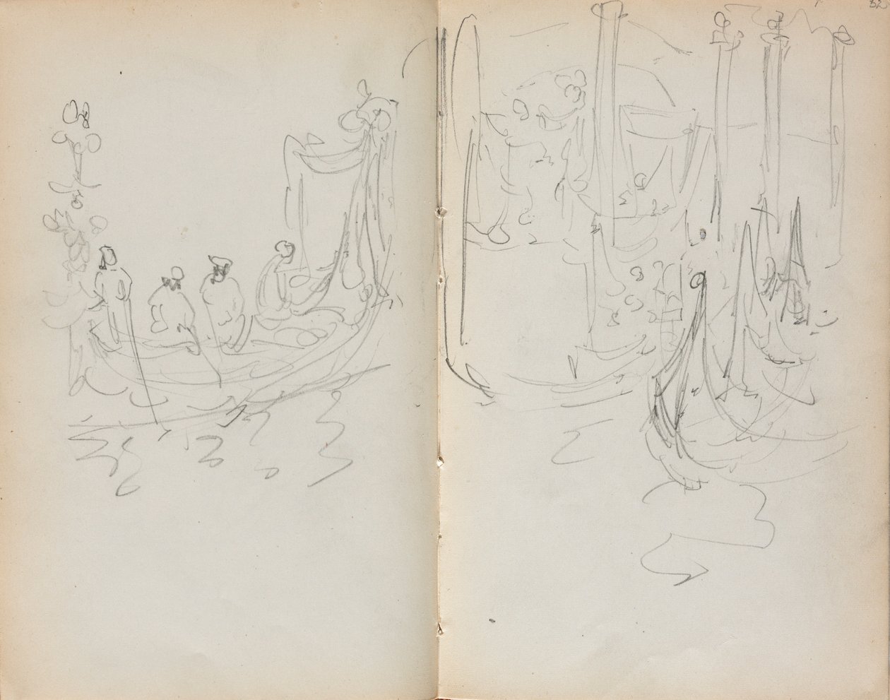 Cuaderno de bocetos italiano: Vista del puerto veneciano página 31 y 32, 1898-1899 de Maurice Brazil Prendergast