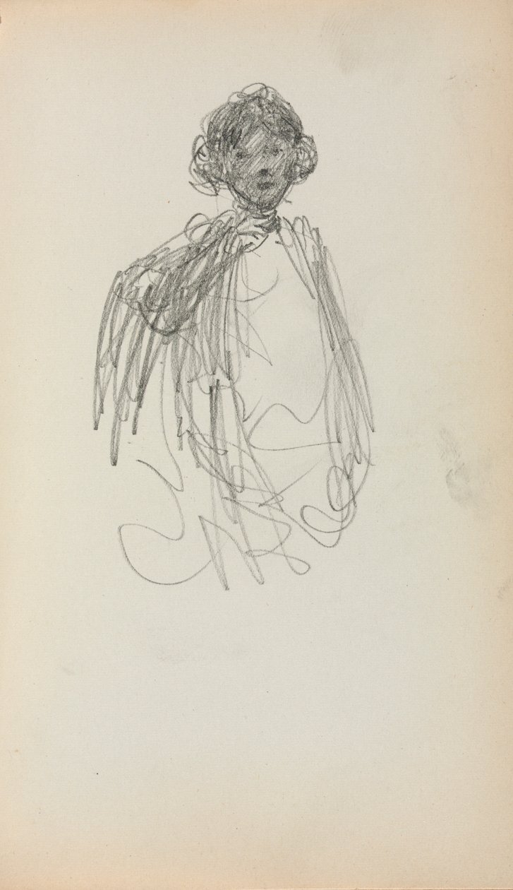 Cuaderno de bocetos italiano: Mujer, longitud de la cintura página 217, 1898-1899 de Maurice Brazil Prendergast