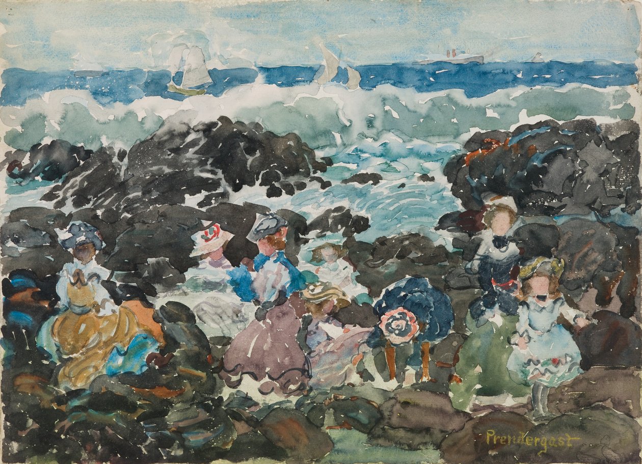 Surf, Cohasset, c.1900-5 (acuarela y grafito) de Maurice Brazil Prendergast