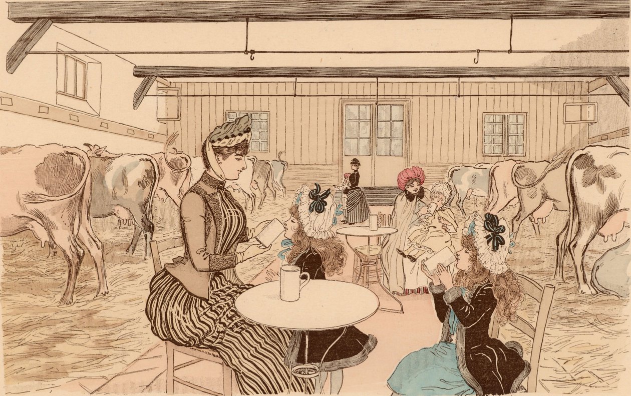 Madres llevando a sus hijos a la lechería, París, Francia de Maurice Charles Mathieu (1849 1912) Bonvoisin