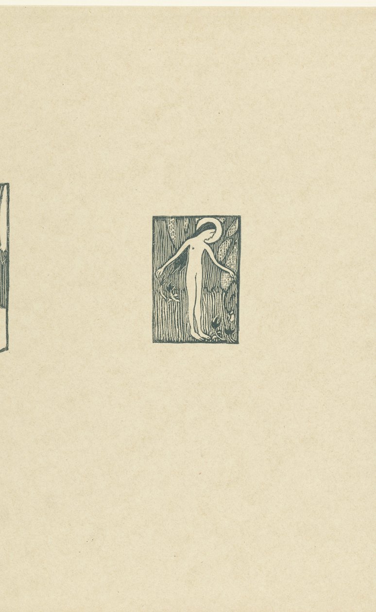 Ilustración con una santa desnuda junto a un árbol que acompaña al poema del poemario de Paul Verlaine
Petit bois pour Sagesse
L