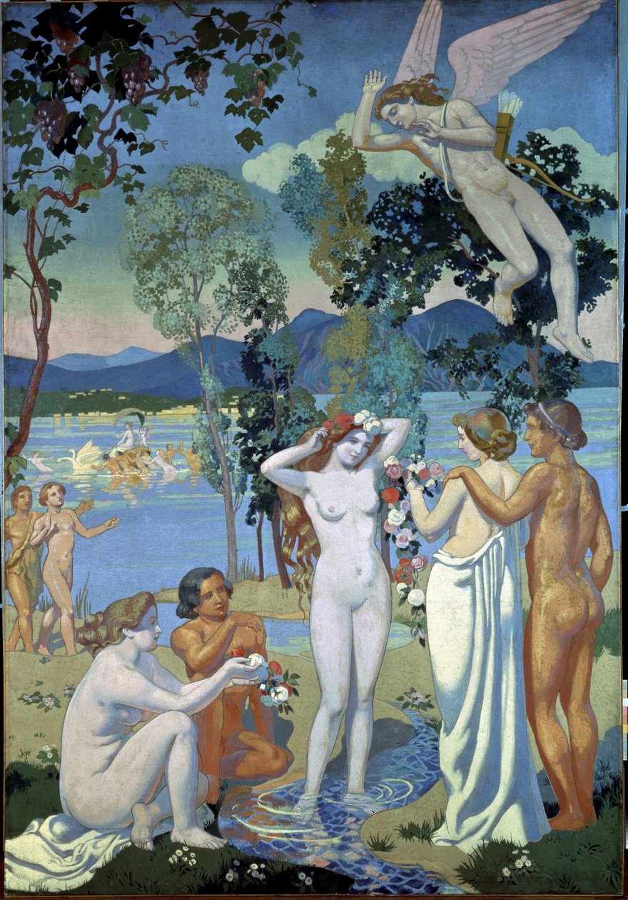 La historia de Psique (Panel 1: Eros impresionado por la belleza de Psique). Pintura de Maurice Denis (1870-1943) de Maurice Denis