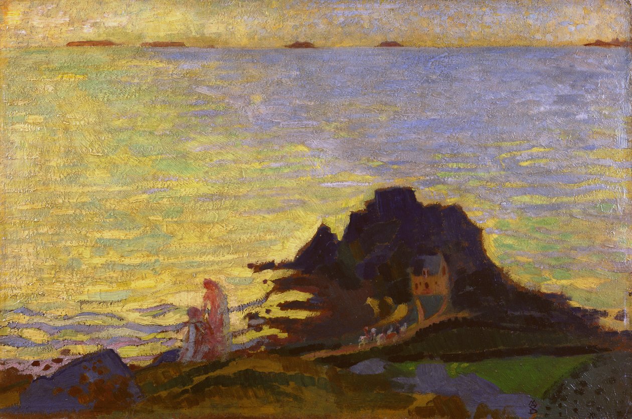 Madre e hijo sobre un saliente rocoso de Maurice Denis