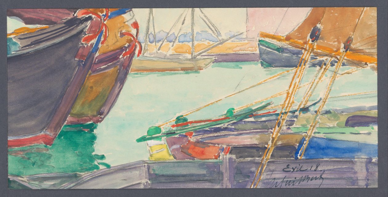 Barcos en un canal de Maurice Guilbert