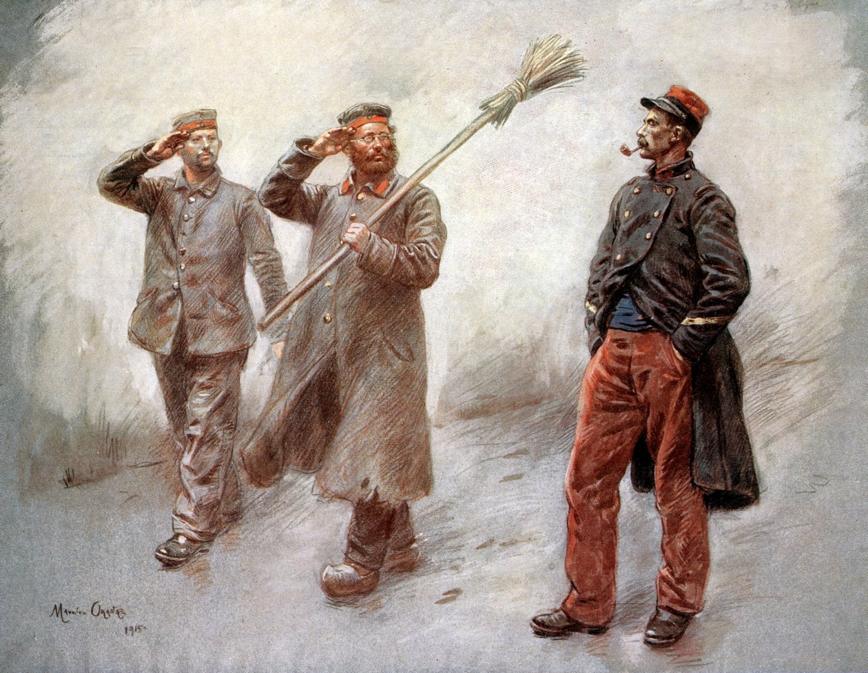 En campo de prisioneros alemanes en Dinan (Bretaña, Francia) dibujo de Maurice Orange de Maurice Henri Orange