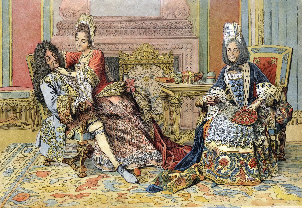 Familiaridad de la Duquesa de Borgoña con Luis XIV conocido como el Rey Sol de Maurice Leloir