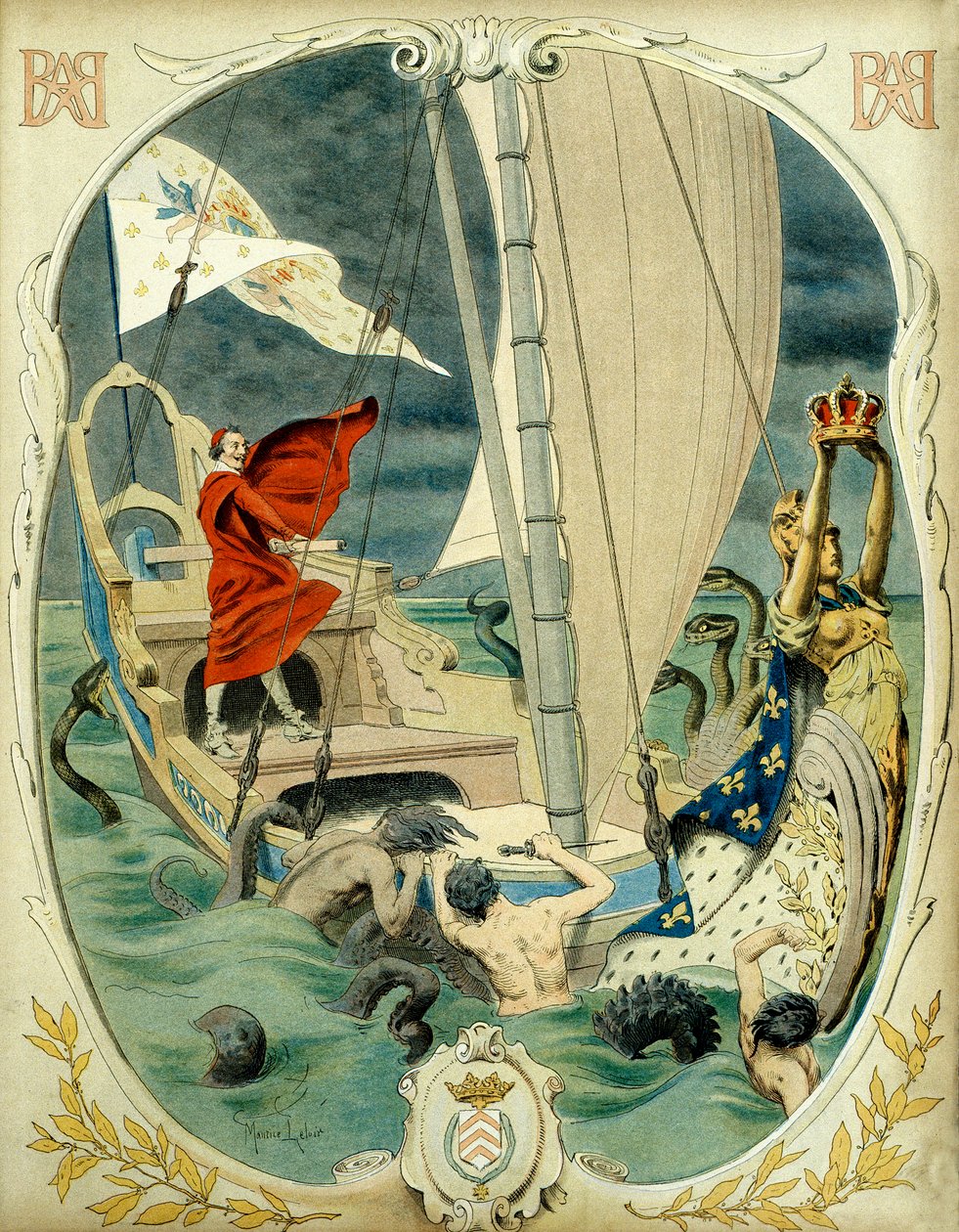 Historia de Francia: Representación alegórica del Cardenal Richelieu (Armand Jean du Plessis) de Maurice Leloir
