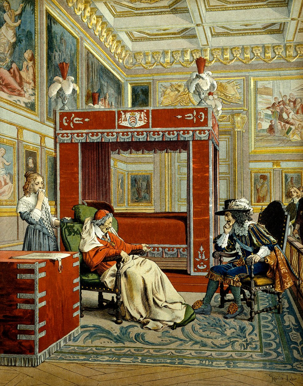 Historia de Francia: Última visita de Luis XIII al Cardenal Richelieu (Armand Jean du Plessis) de Maurice Leloir
