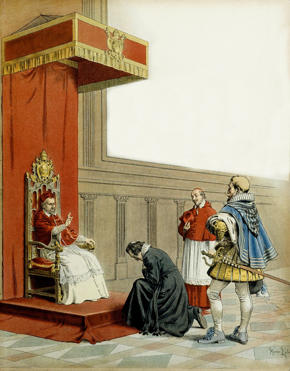Historia de Francia: Presentación del Abad Armand de Cardenal de Richelieu (Armand Jean du Plessis) de Maurice Leloir