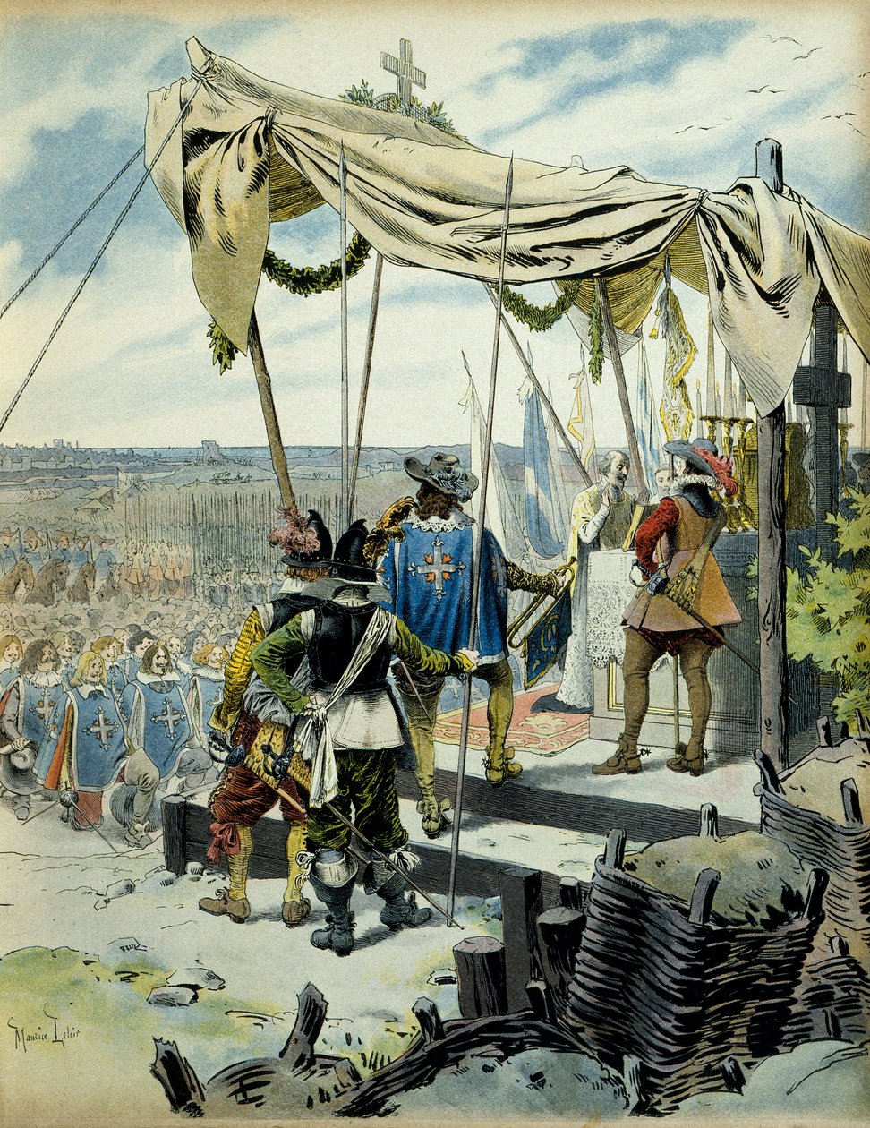 Historia de Francia: el sitio de La Rochelle en 1627-1628. Cardenal Richelieu de Maurice Leloir