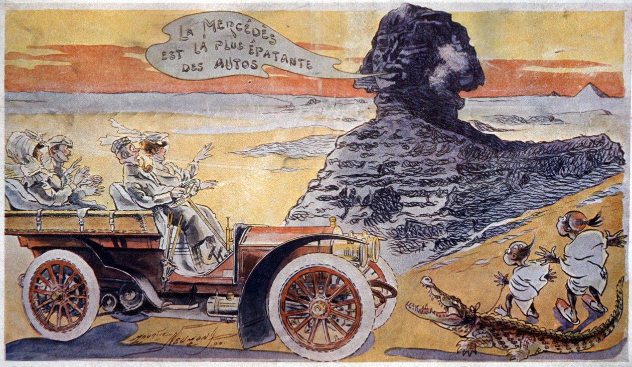 El Mercedes es el coche más asombroso, c.1900 (ilustración) de Maurice Neumont