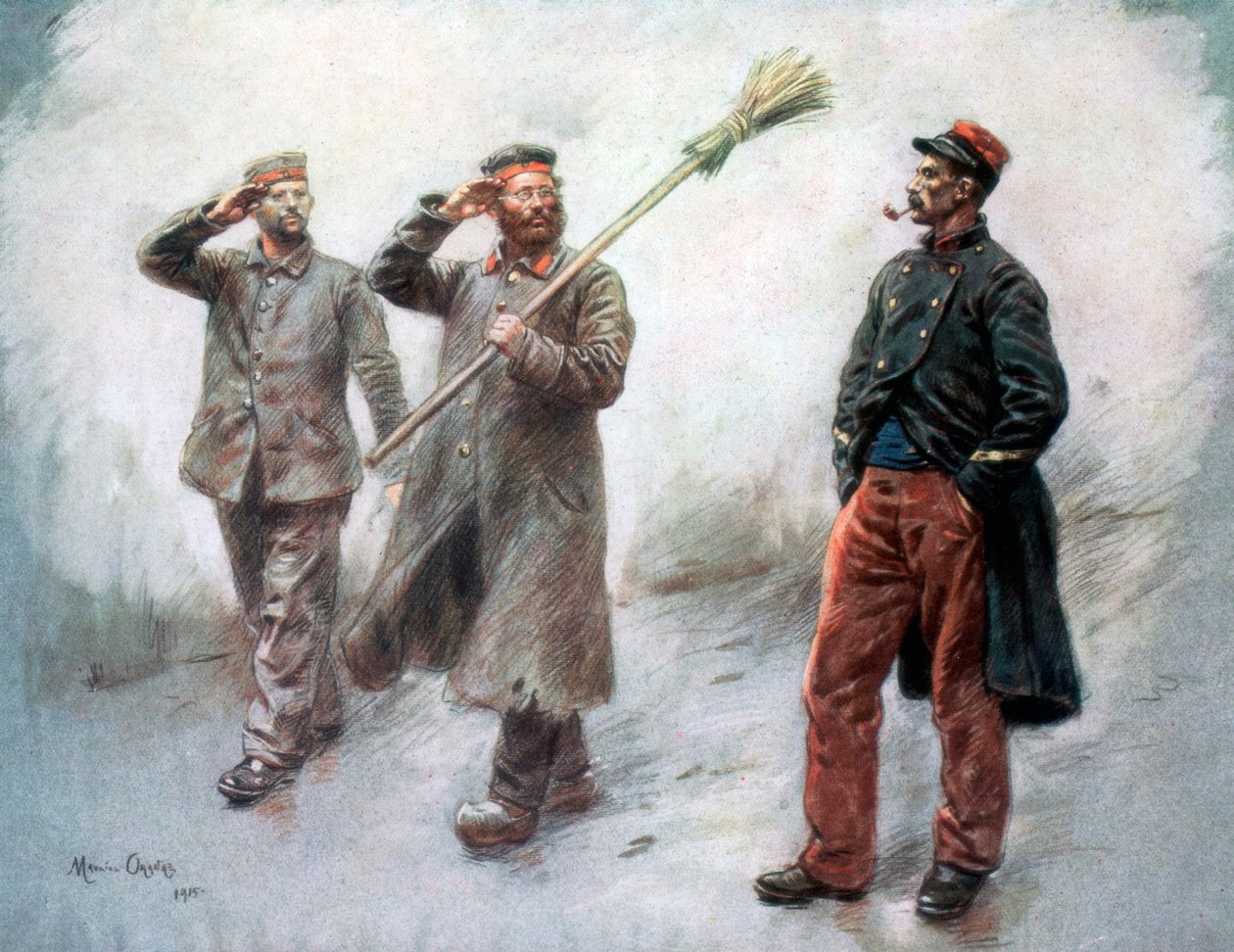 Deber de fatiga en el cuartel general, prisioneros alemanes en Dinan, 1915, 1926 de Maurice Orange