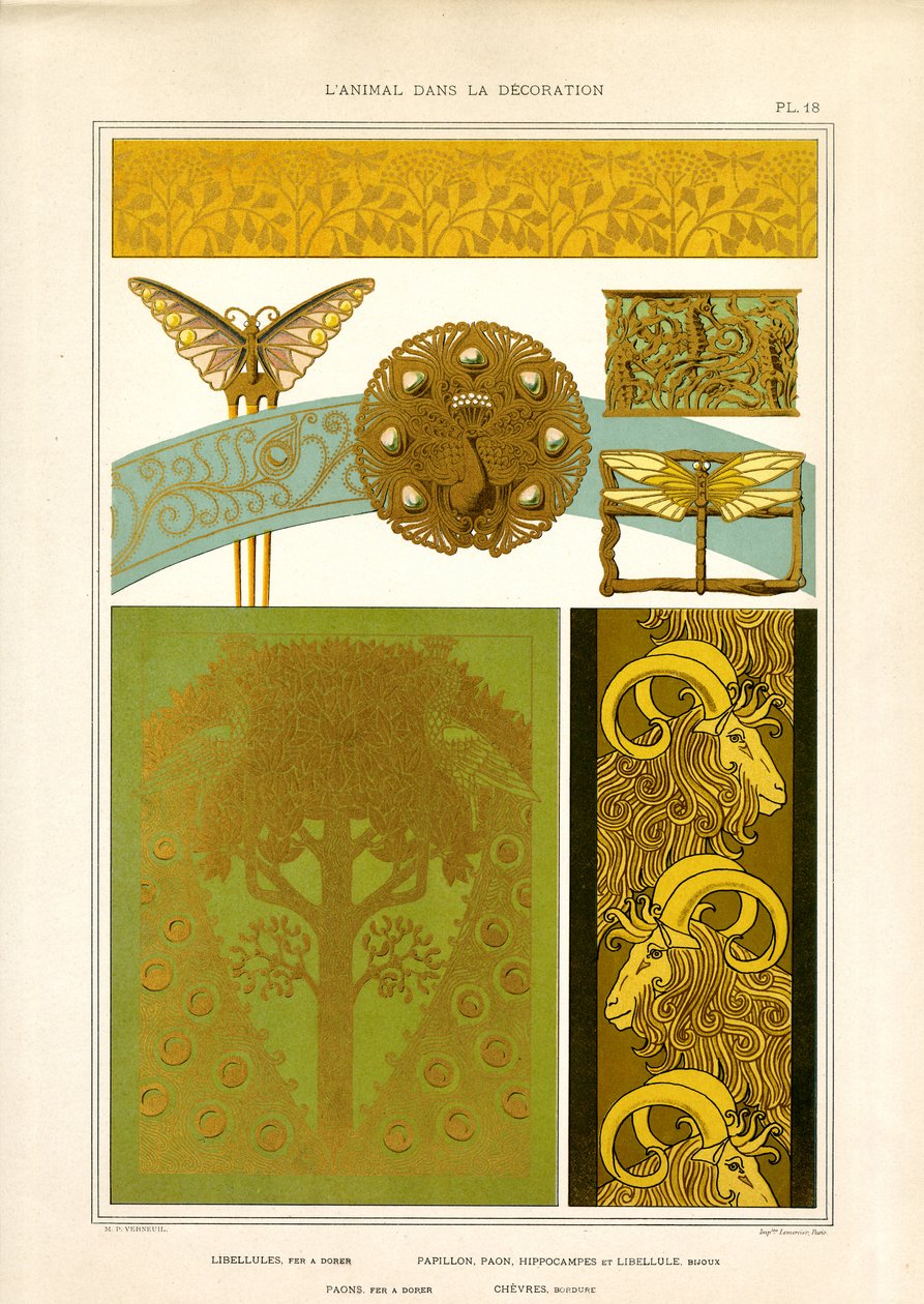 Motivos animales para joyería y elementos decorativos (litografía) de Maurice Pillard Verneuil