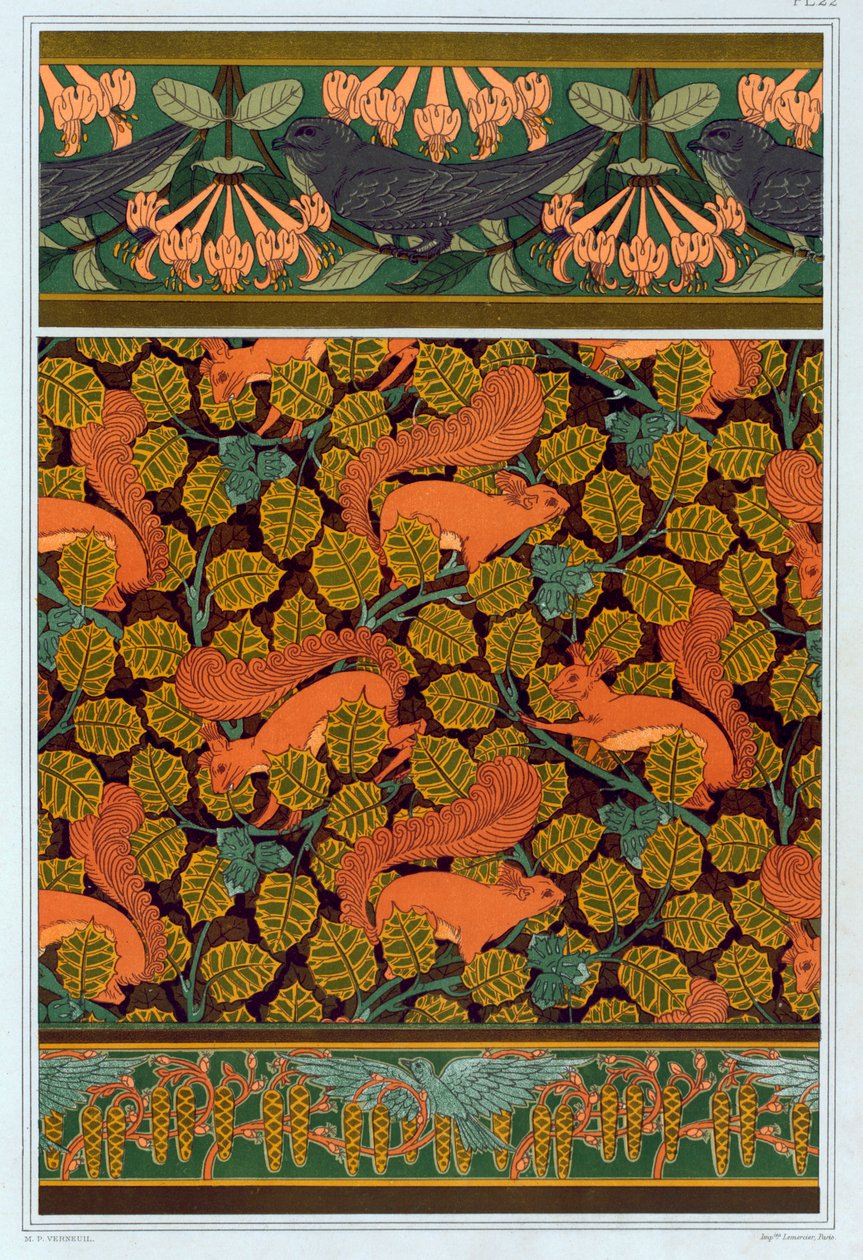 Diseños para papel tapiz y bordes, pub. 1897 de Maurice Pillard Verneuil