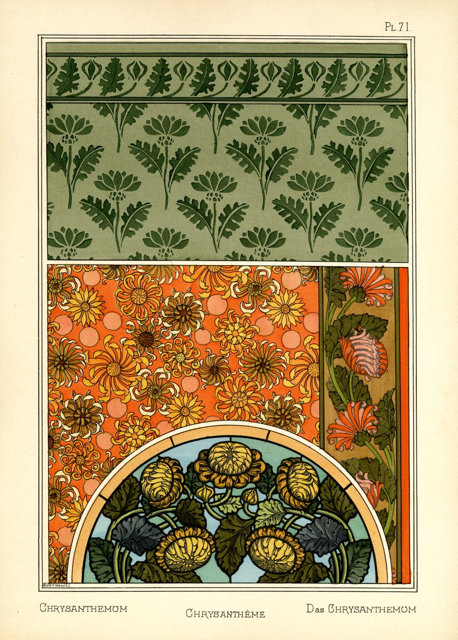 El crisantemo (litografía en color) de Maurice Pillard Verneuil