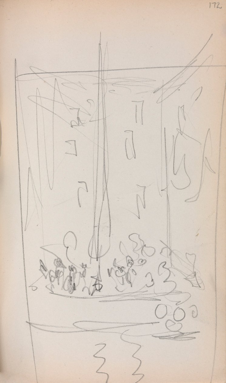 Cuaderno de bocetos italiano: Barco con figuras (página 172) de Maurice Prendergast