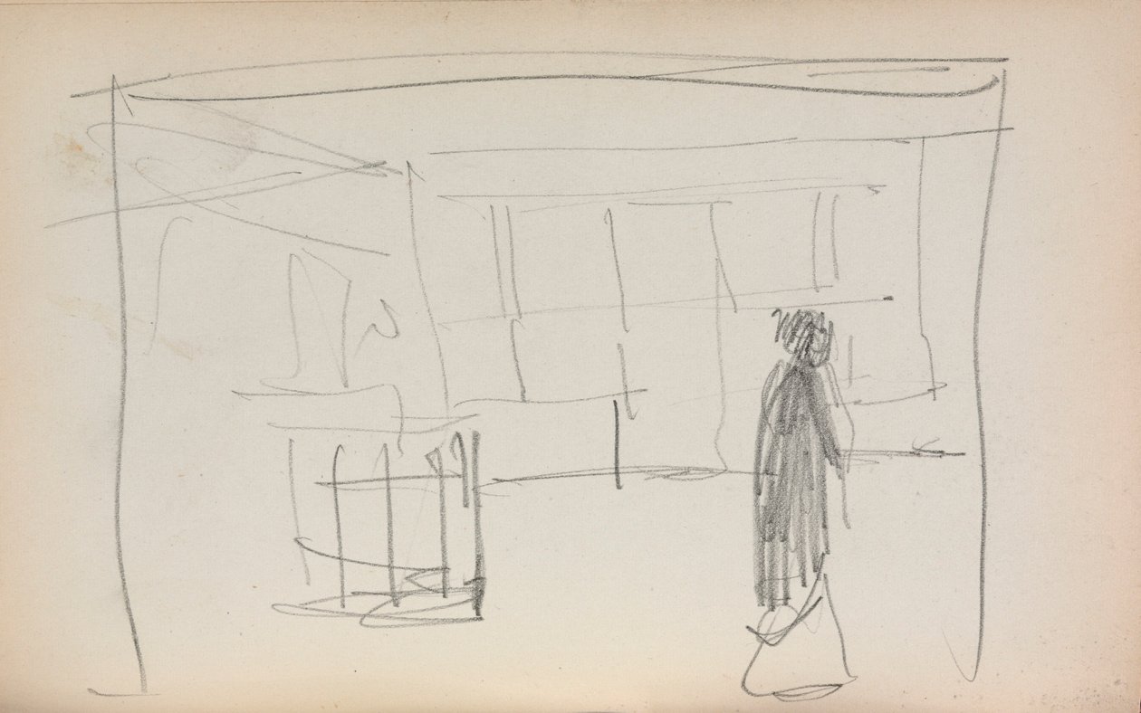 Cuaderno de bocetos italiano: Figura en un interior (página 175) de Maurice Prendergast